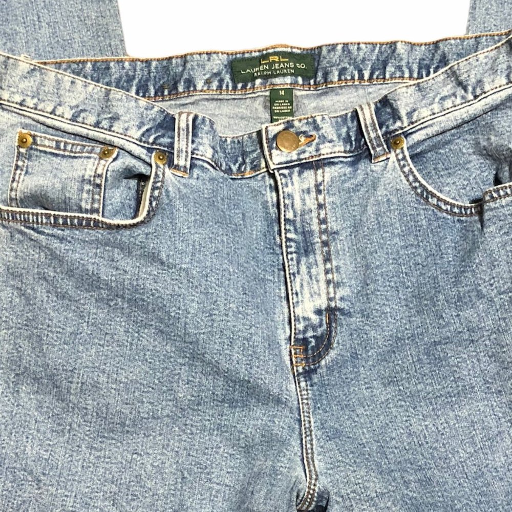 LRL Jeans Co. Wide Leg Distressed Blue Jeans - Picture 1 of 6
